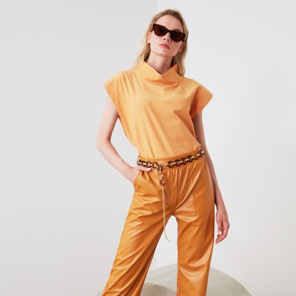 NWT Orange Looks Padded Shoulder Muscle TShirt S - Picture 4 of 5